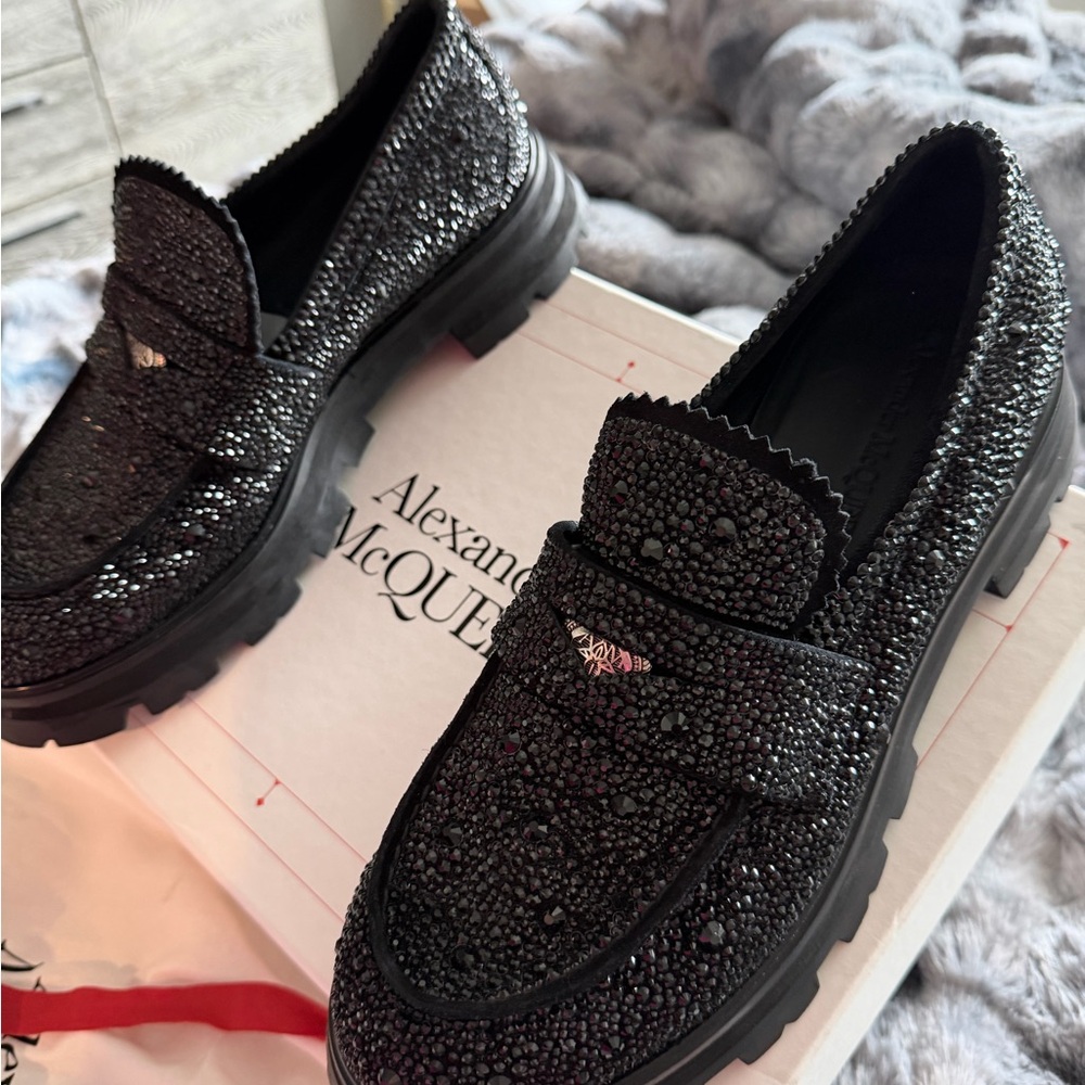 Alexander McQueen Black Embellished Men's Loafers - Picture 3 of 15